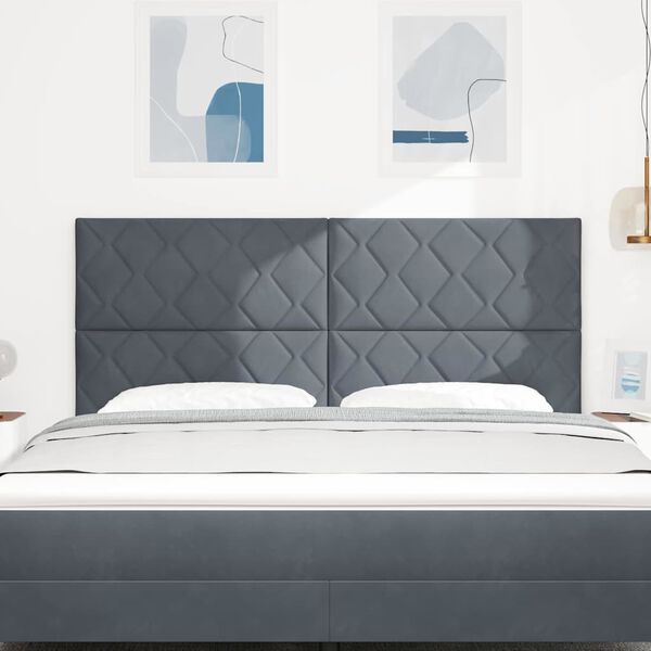 vidaXL Tăblie cap cu headboard Gri &icirc;nchis 180 cm Catifea