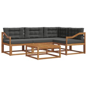 vidaXL Set de canapele de exterior cu pernă 5 pcs Natural și Antracit