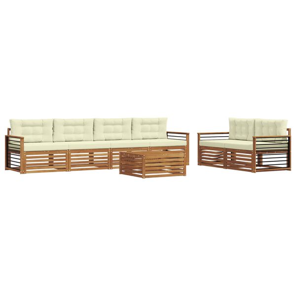 vidaXL Set de canapele de exterior cu pernă 7 pcs Natural și Crem
