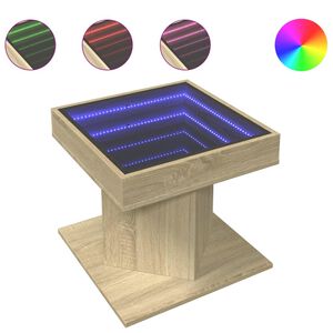 vidaXL Măsuță de cafea cu LED stejar sonoma 50x50x45 cm lemn prelucrat
