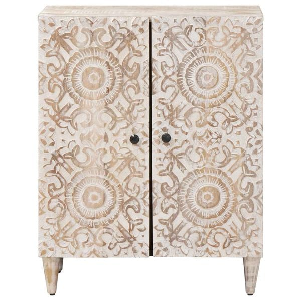 vidaXL Dulap de depozitare Alb 60 x 33,5 x 75 cm Lemn de mango solid