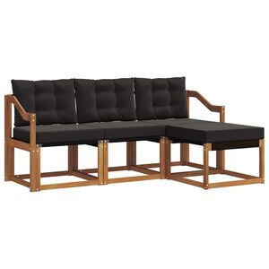 vidaXL Set de canapele de exterior cu pernă 4 pcs Natural și Negru