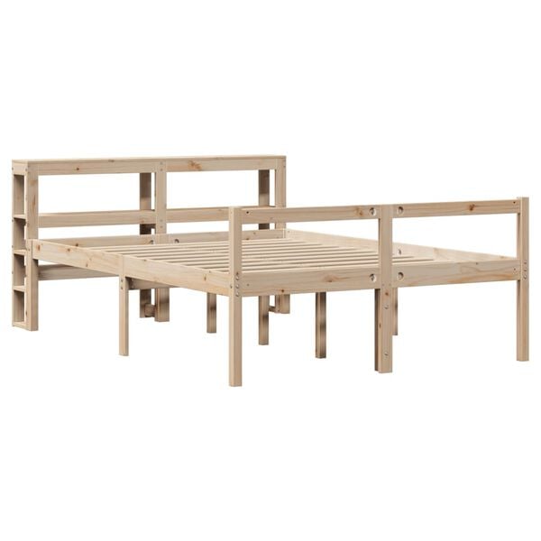 vidaXL Cadru de pat senior cu tăblie, 160x200 cm, lemn masiv pin