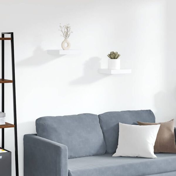 vidaXL Rafturi de perete suspendate, 2 buc., alb, 23x23,5x3,8 cm, MDF