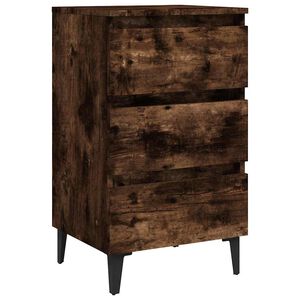 vidaXL Noptieră cu picioare din metal, stejar afumat, 40x35x69 cm