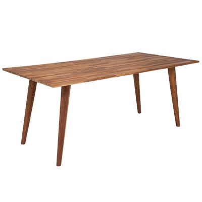vidaXL Set masă cu scaune, 9 piese, alb, lemn de acacia