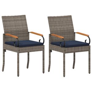 vidaXL Scaune de grădină cu pernă 2 pcs Gri și albastru marin