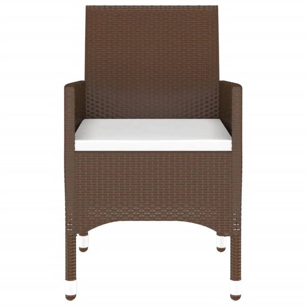 vidaXL Set mobilier bistro, 3 piese, maro, poliratan/sticlă securizată