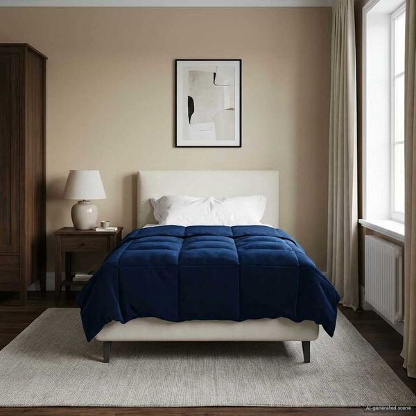 vidaXL Duvet de iarnă Patos Albastru &icirc;nchis 155 x 200 cm Microfibră