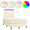 vidaXL Pat cu arcuri, saltea și LED, crem, 120x200 cm, piele ecologică