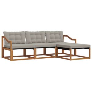 vidaXL Set de canapele de exterior 4 pcs Gri natural și deschis