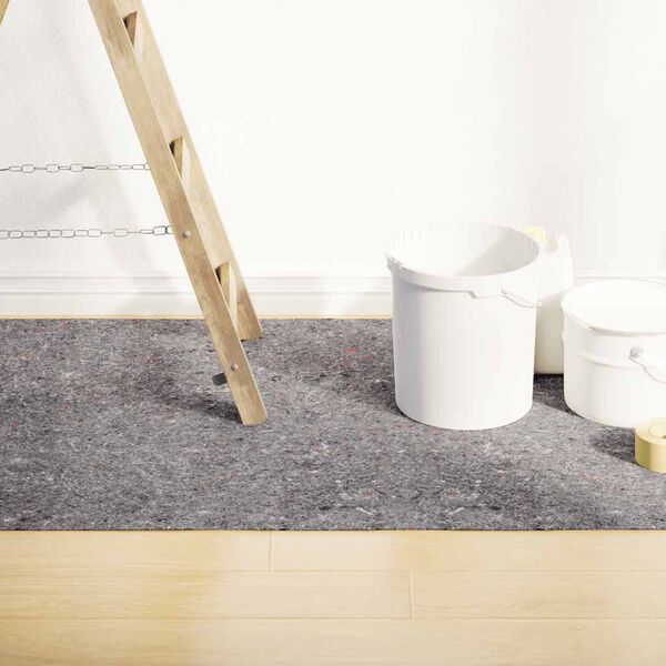 vidaXL L&acirc;nă anti-alunecare pentru vopsitor 10 m 220 g/m&sup2; gri