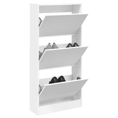 vidaXL Pantofar, alb, 60x21x125,5 cm, lemn compozit