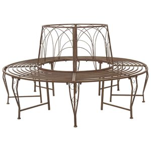 vidaXL Bancă cu arbori 8-Număr de locuri &Oslash; 160 x 89 cm Oțel Maro Antic