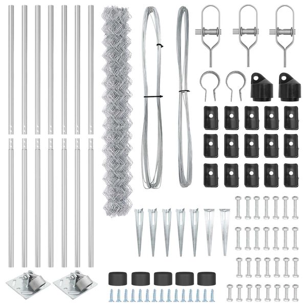 vidaXL St&acirc;lp de gard. Argintiu 10 x 1,5 m (plasă de 60 x 60 mm) Oțel