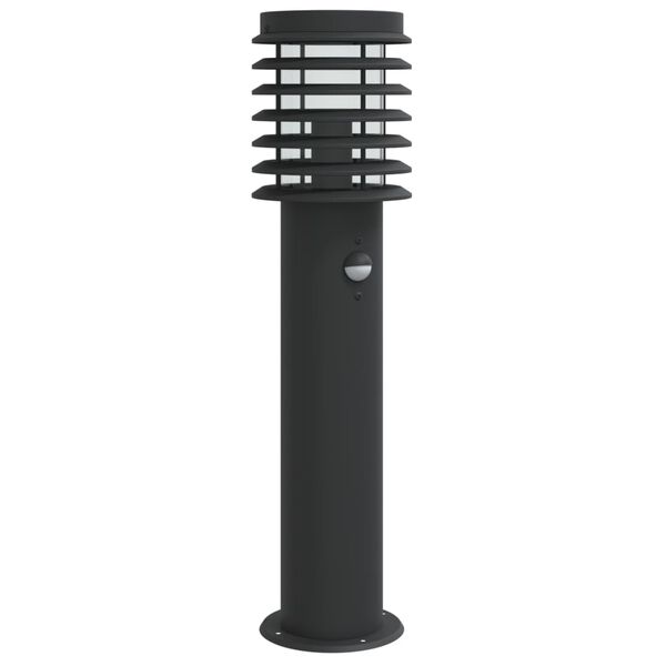 vidaXL Lampă exterioară de podea cu senzor, negru, 60 cm, oțel inox