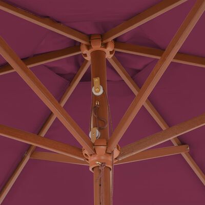 vidaXL Umbrelă de soare de exterior, stâlp lemn, roșu bordo, 270 cm