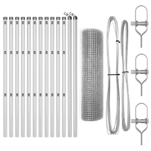 vidaXL St&acirc;lp de gard. Argintiu 25 x 0,8 m (plasă de 25 x 25 mm) Oțel