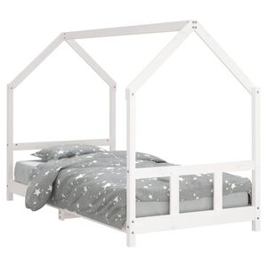 vidaXL Cadru de pat pentru copii, alb, 90x190 cm, lemn masiv de pin