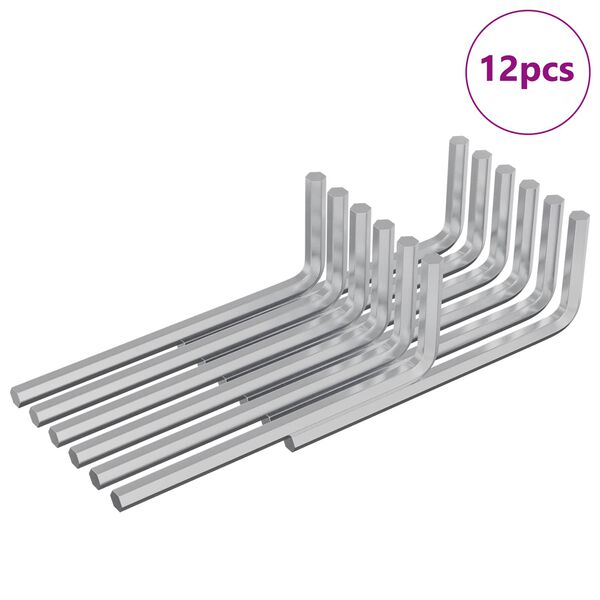 vidaXL Cheie Hexagonală 12 pcs Argintiu 32 x 86 mm Oțel