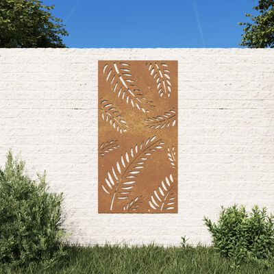 vidaXL Decorație perete de grădină 105x55 cm design frunze oțel Corten