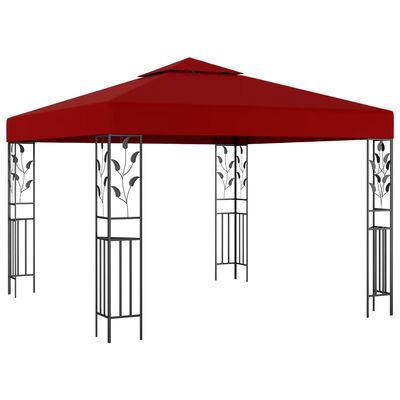 vidaXL Pavilion cu șir de lumini LED, roșu vin, 3x3 m
