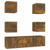 vidaXL Set dulapuri TV, 6 piese, stejar fumuriu, lemn prelucrat