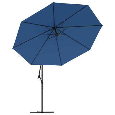 vidaXL Umbrelă suspendată cu stâlp din aluminiu, albastru, 350 cm