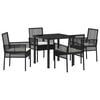 vidaXL Set de masă pentru grădină cu pernă 5 pcs Negru poliratan