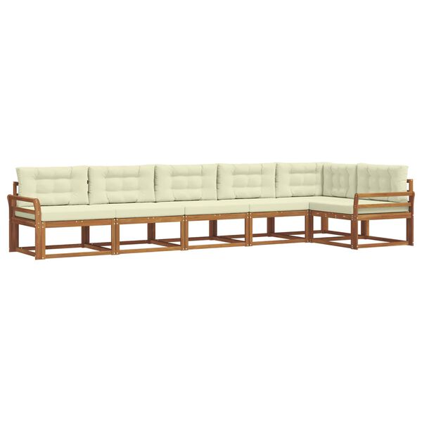 vidaXL Set de canapele de exterior cu pernă 6 pcs Natural și Crem