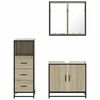 vidaXL Set mobilier de baie, 3 piese, stejar sonoma, lemn prelucrat