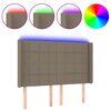 vidaXL Tăblie de pat cu LED, gri taupe, 147x16x118/128 cm, textil