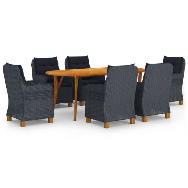 vidaXL Set mobilier de grădină, 7 piese, gri &icirc;nchis