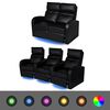 vidaXL Canapea rabatabilă 2+3 locuri piele artificială 2 piese negru