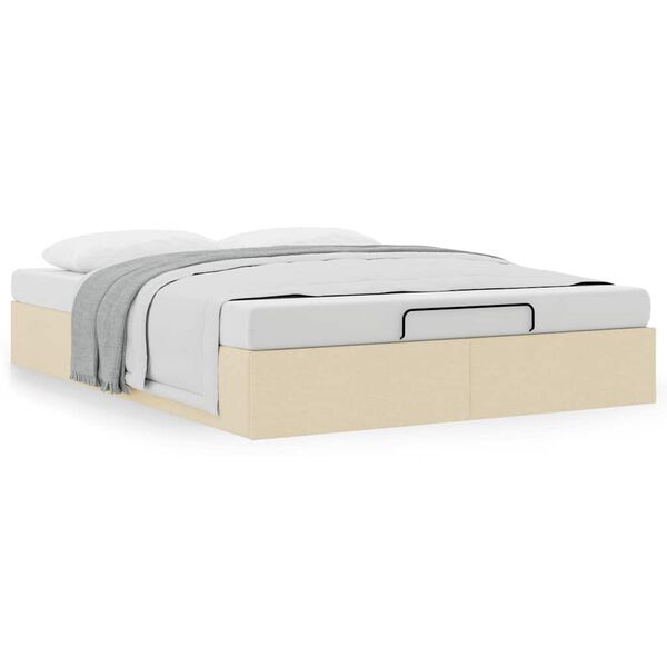 vidaXL Cadru pat otoman fără saltea cremă 140x200 cm țesătură