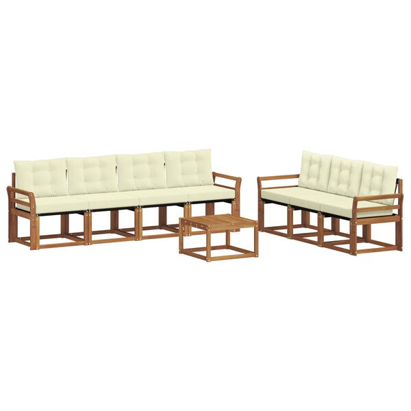 vidaXL Set de canapele de exterior cu pernă 8 pcs Natural și Crem