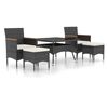 vidaXL Set mobilier grădină, 5 piese, negru, poliratan/sticlă tratată