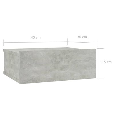 vidaXL Noptiere suspendate, 2 buc., gri beton, 40x30x15 cm, PAL