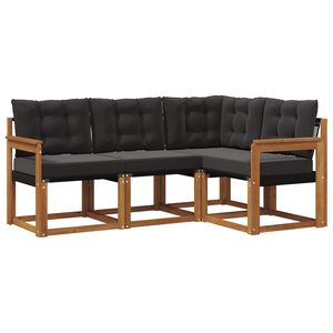 vidaXL Set de canapele de exterior cu pernă 4 pcs Natural și Negru