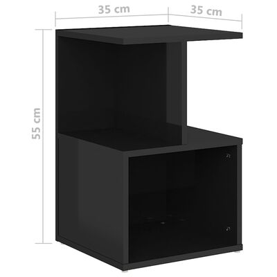 vidaXL Noptieră, negru extralucios, 35x35x55 cm, PAL