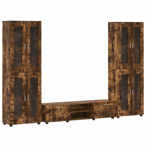 vidaXL Set comodă TV cu sertar FLORIN Stejar fumuriu Lemn compozit