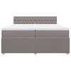 vidaXL Pat box spring cu saltea, gri taupe, 200x200 cm, textil