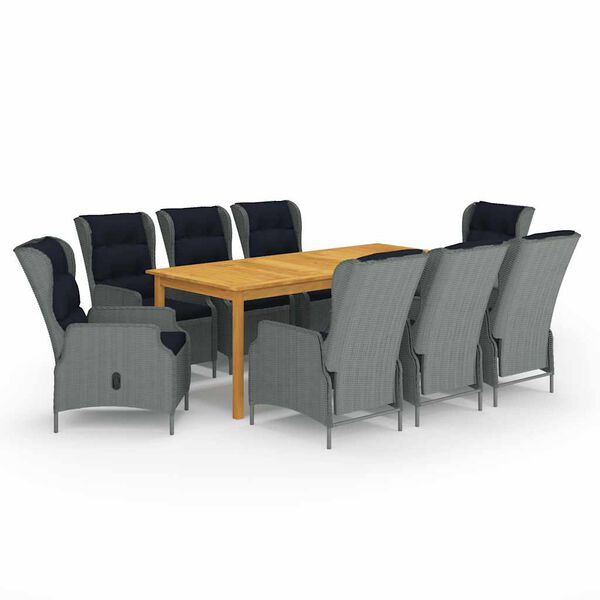 vidaXL Set mobilier de grădină, 9 piese, gri deschis