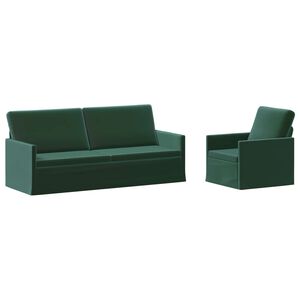 vidaXL Set de canapea 2 pcs Verde &icirc;nchis Catifea