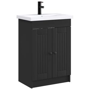 vidaXL Set de mobilier pentru baie Negru 56 x 37,5 x 81 cm