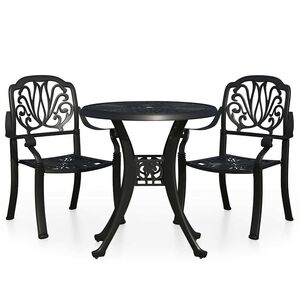 vidaXL Set mobilier bistro, 3 piese, negru, aluminiu turnat