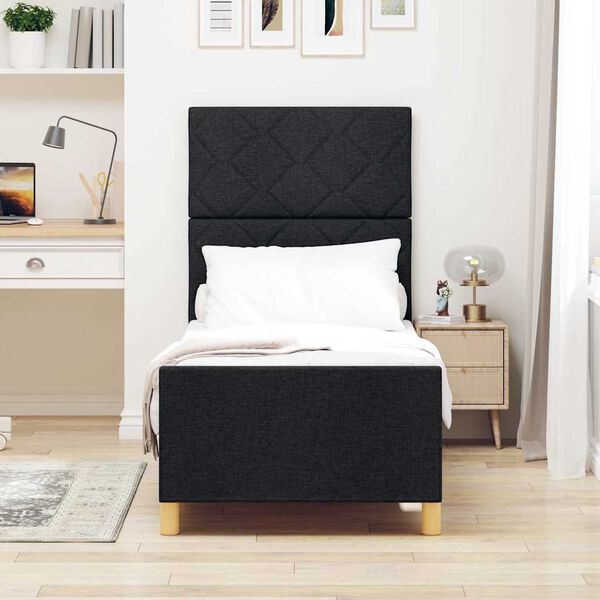 vidaXL Cadru de pat cu headboard Negru 80 x 200 cm țesătură