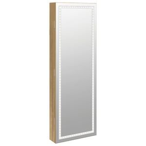 vidaXL Dulap de bijuterii cu oglindă și lumini LED, montaj pe perete