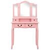 vidaXL Set masă de toaletă cu taburet roz 80x69x141 cm lemn paulownia