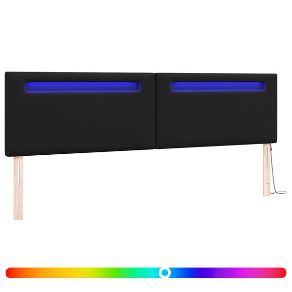 vidaXL Tăblie LED Negru 200 cm Piele artificială